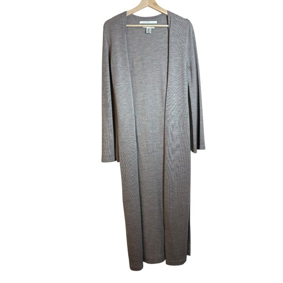 Max Studio 100% Extra Fine Merino Wool Taupe Womans Small Duster Cardigan - Picture 1 of 10